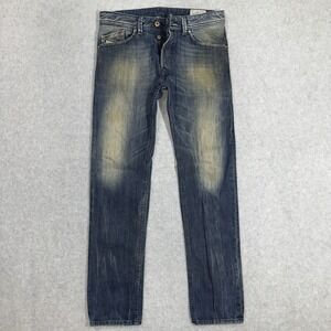 Diesel Darron Jeans Men 31x32 Blue Slim Tapered 3D Treated Faded Denim 0885R